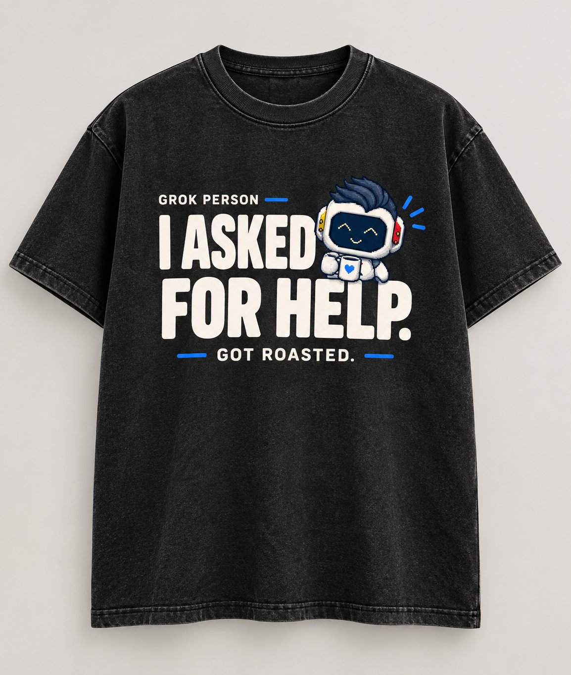 Grok — Got Roasted in washed black, concept product image